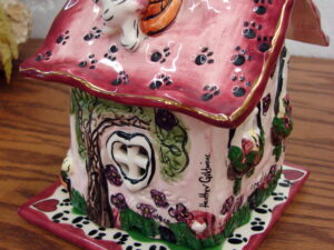 Retired Blue Sky Clayworks Heather Goldminc Play House Tealight Candle Holder