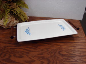 Corning Ware Blue Cornflower P-35 Broil Bake Tray 16x10 with Serving Rack