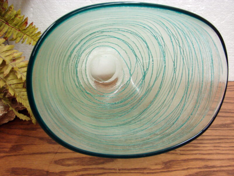 Vintage Cyan Design Hand Blown Art Glass Turquoise Fiberglass Free Form Vase, Moose-R-Us.Com Antiques Collectibles Log Cabin Decor