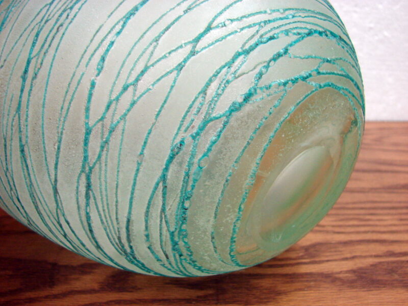 Vintage Cyan Design Hand Blown Art Glass Turquoise Fiberglass Free Form Vase, Moose-R-Us.Com Antiques Collectibles Log Cabin Decor