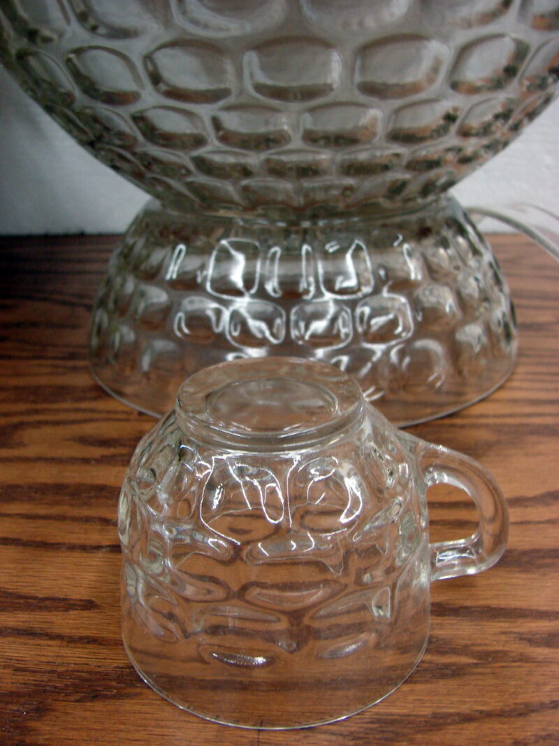 Vintage Federal Glass Yorktown Thumbprint Jubilee 27 pc Punch Bowl Set Original Box, Moose-R-Us.Com Antiques Collectibles Log Cabin Decor