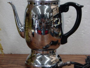 Vintage Swedish Berggren Folk Art Enamelware Coffee Pot Percolator, Moose-R-Us.Com Antiques Collectibles Log Cabin Decor