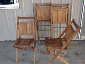 Antique Wood Folding Slat Chairs Simmons Cottage Cabin Fold Up Wooden Chair, Moose-R-Us.Com Antiques Collectibles Log Cabin Decor