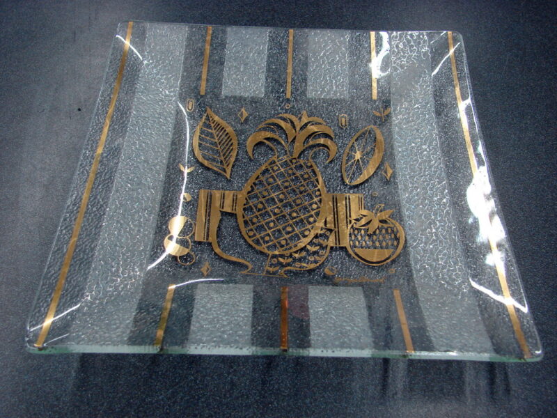 Vintage Gold Leaf Georges Briard Signed Square Tidbit Fruit Plate, Moose-R-Us.Com Antiques Collectibles Log Cabin Decor