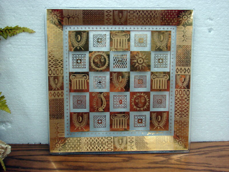 Vintage Gold Leaf Georges Briard Signed Square Icon Bent Glass 12&#8243; Dish, Moose-R-Us.Com Antiques Collectibles Log Cabin Decor