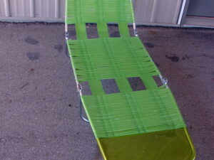 Vintage Tri Folding Vinyl Jelly Tube Chaise Lounge Chair Neon Green
