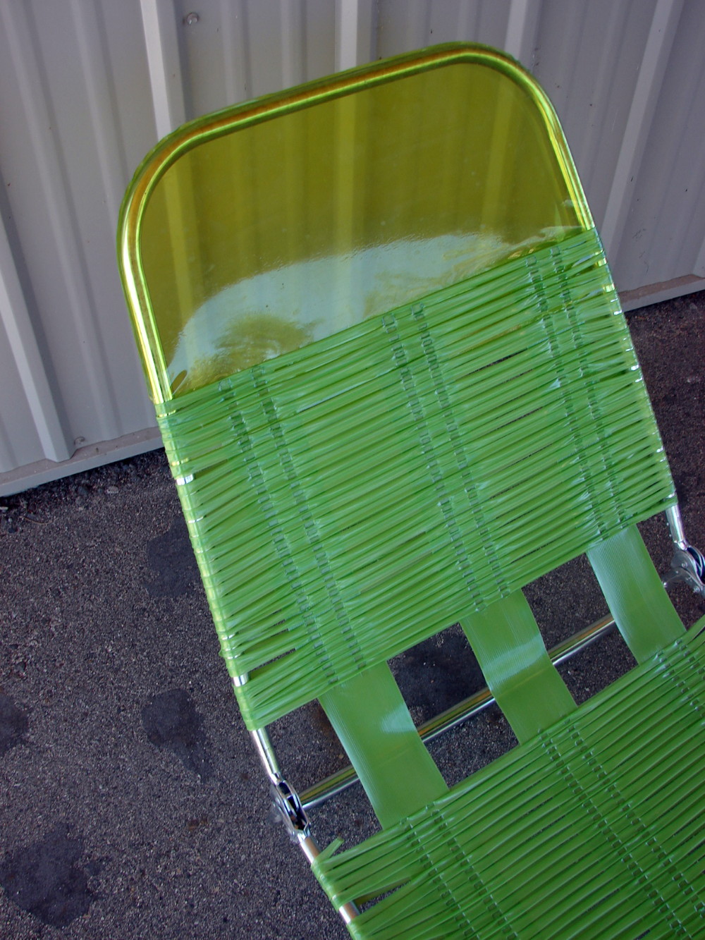 Vintage Tri Folding Vinyl Jelly Tube Chaise Lounge Chair Neon Green - Image 2