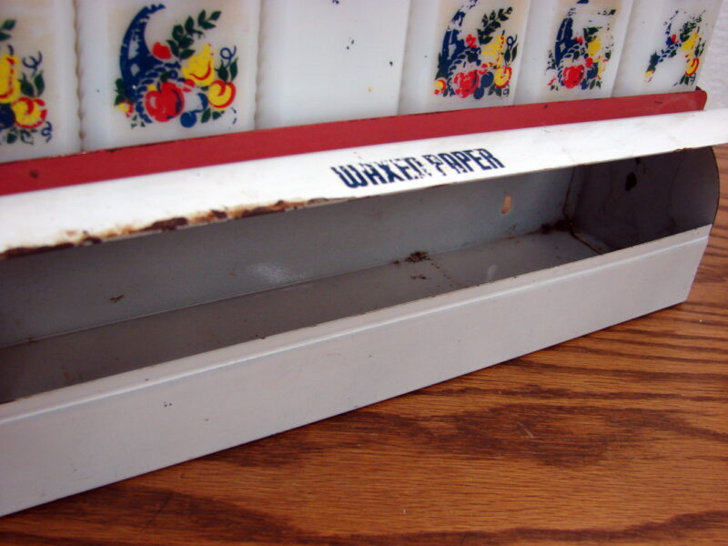 As Is Parts Vintage Milk Glass McKee Spice Set w/ Wax Paper Holder Rack Project, Moose-R-Us.Com Antiques Collectibles Log Cabin Decor