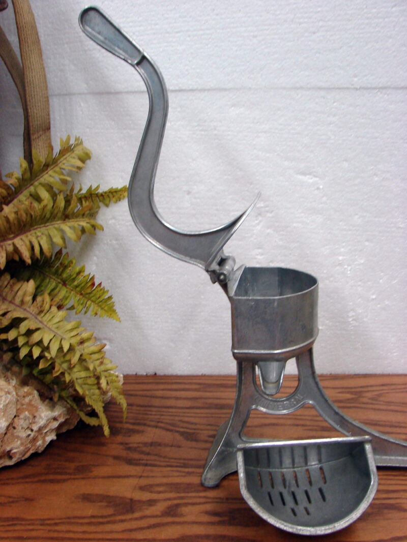 Vintage Large Universal Industrial Aluminum Hand Press Citrus Juicer Side Dump, Moose-R-Us.Com Antiques Collectibles Log Cabin Decor