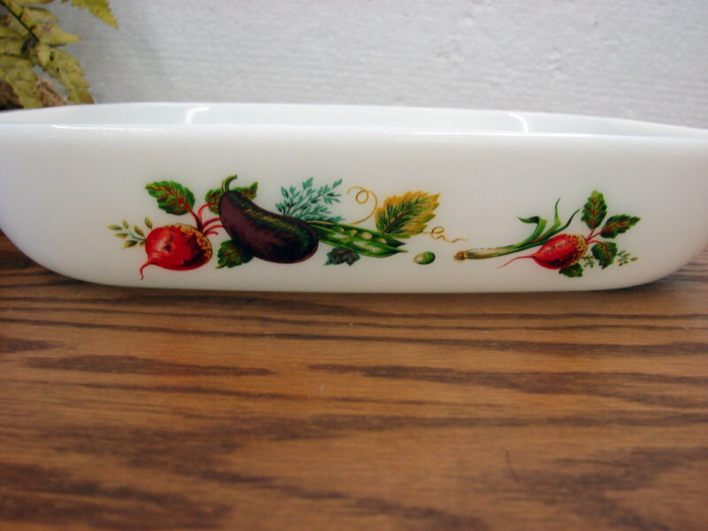 Vintage JAJ England Pyrex Garden Vegetable Serving Bowl Rectangular Casserole Dish, Moose-R-Us.Com Antiques Collectibles Log Cabin Decor