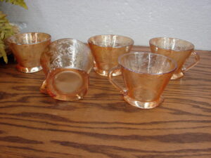 Pair Vintage Jeanette Glass Clear Iris Herringbone Candelabra Candle Holders, Moose-R-Us.Com Antiques Collectibles Log Cabin Decor