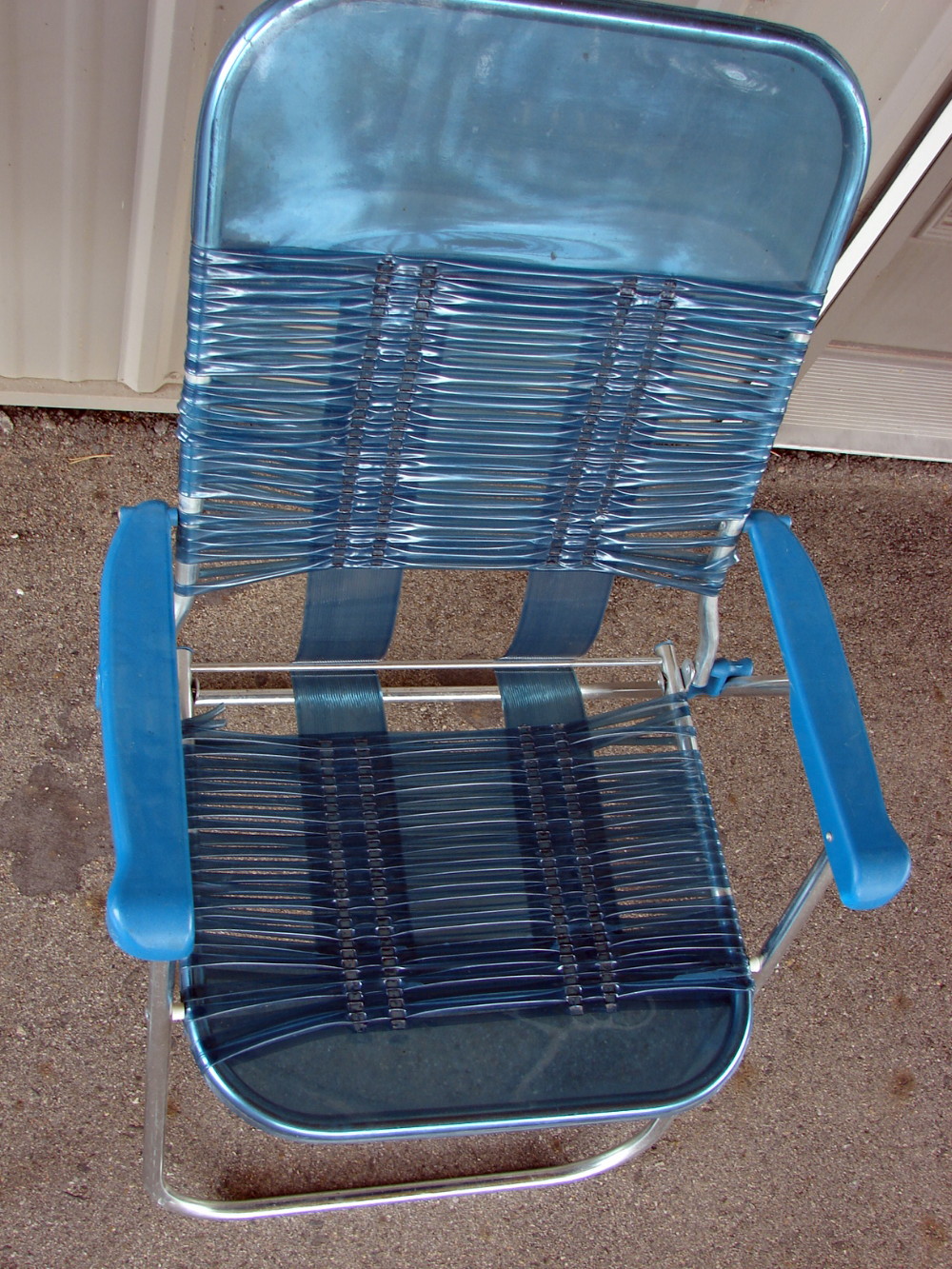 Set/2 Matching Vintage Folding Vinyl Jelly Tube Chair Blue - Image 2