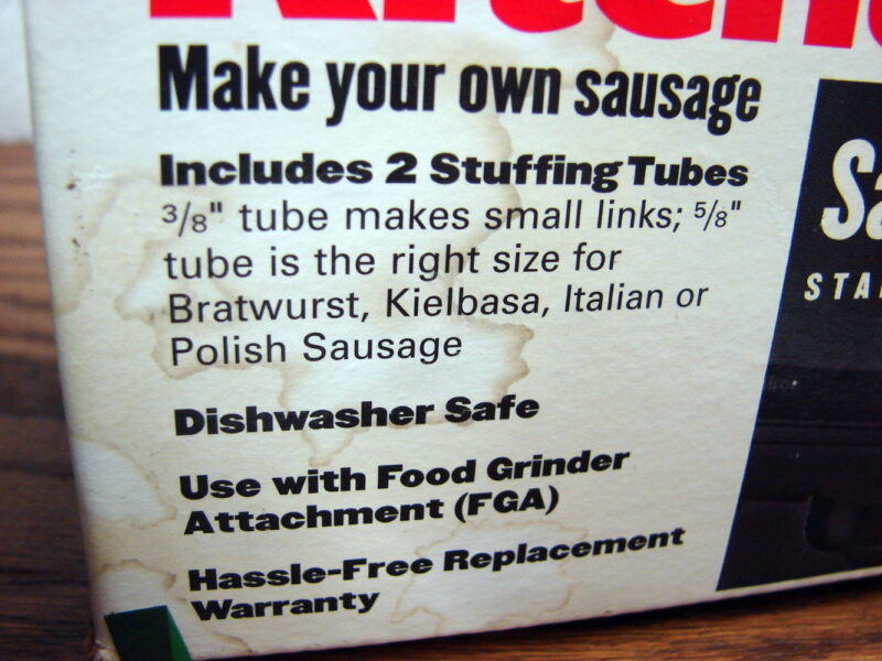 KitchenAid Sausage Stuffer Attachment for Stand Mixer Food Grinder Original Box, Moose-R-Us.Com Antiques Collectibles Log Cabin Decor