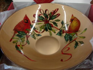Brand New in Box Lenox Winter Greetings Cardinal Decoupage Large Low Centerpiece Bowl