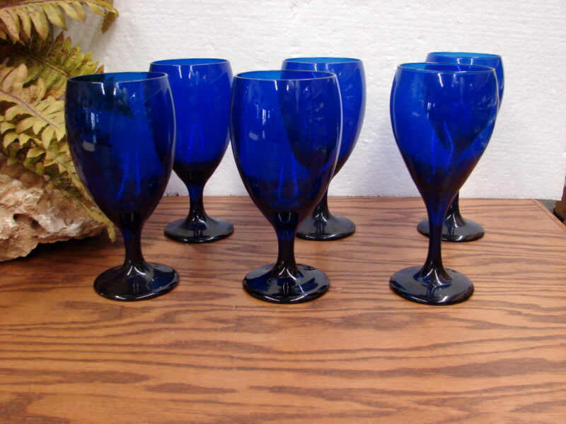 Set/6 Vintage Libbey Classic Cobalt Blue Premiere Ice Tea Water Glasses, Moose-R-Us.Com Antiques Collectibles Log Cabin Decor