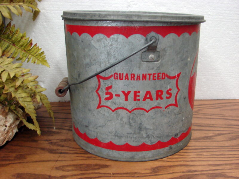 Vintage Galvanized Tin Mit-Shel Floating Minnow Bucket Red Graphics Better Bilt 77-10, Moose-R-Us.Com Antiques Collectibles Log Cabin Decor