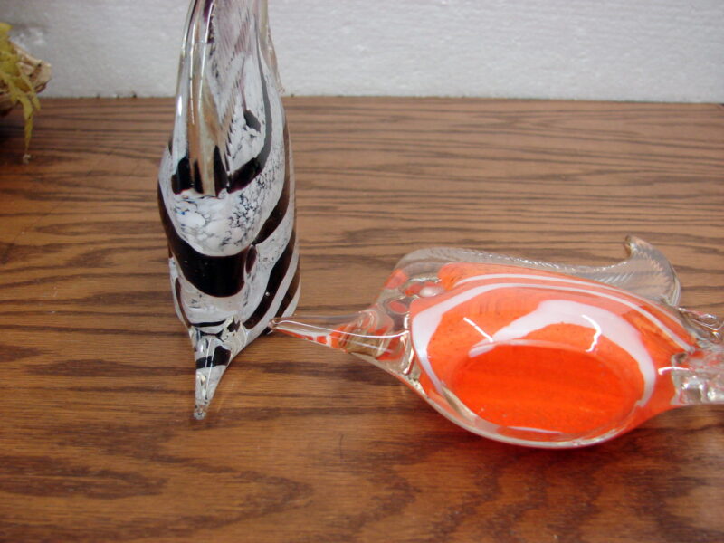 Set/2 Vintage Murano Art Glass Angel Fish Pair Orange Black 7&#8243;, Moose-R-Us.Com Antiques Collectibles Log Cabin Decor