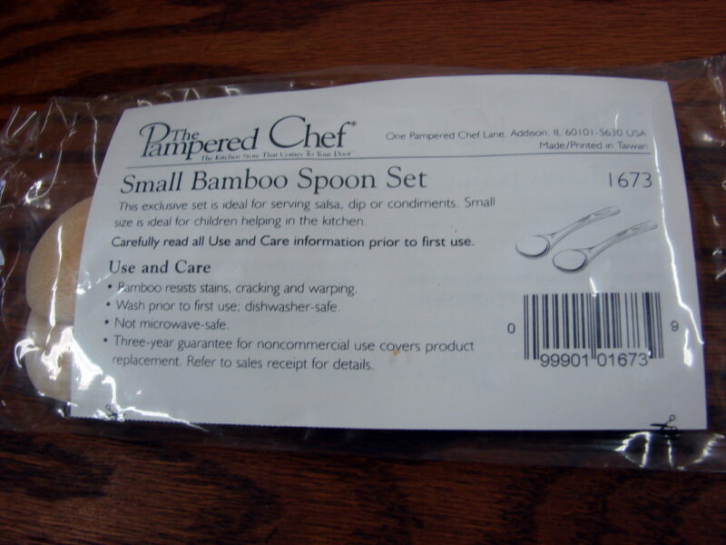 Set/2 Brand New Pampered Chef #1673 Small Wood Bamboo Spoons Dip Appetizers, Moose-R-Us.Com Antiques Collectibles Log Cabin Decor
