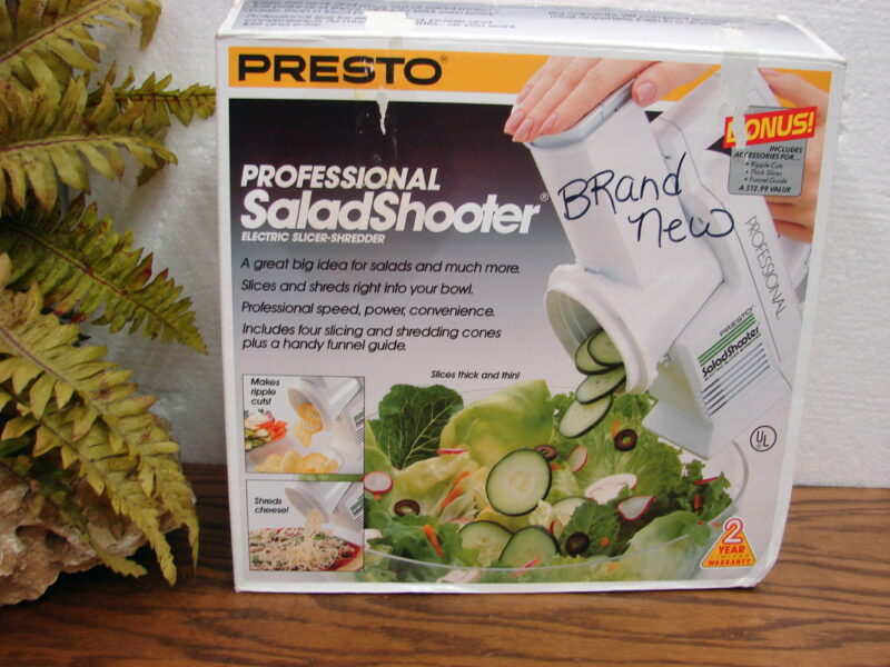 Brand New Presto Professional Salad Shooter Electric Slicer Shredder #02970, Moose-R-Us.Com Antiques Collectibles Log Cabin Decor