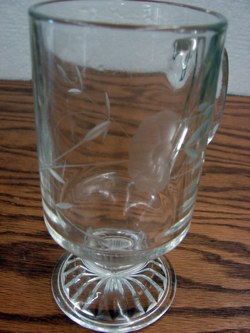 Set/3 Princess House Heritage Clear Etched Irish Coffee Mugs - Image 2