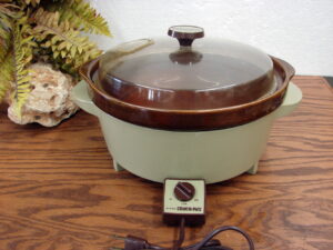 Vintage Mustard Yellow Retro 4 Qt Rival 3350 Crock Pot Slow Cooker 3 Part Crock, Moose-R-Us.Com Antiques Collectibles Log Cabin Decor