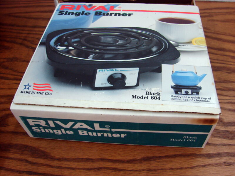 Rival Single Electric Burner Black #604 Tested Works Camping Dorm Office, Moose-R-Us.Com Antiques Collectibles Log Cabin Decor