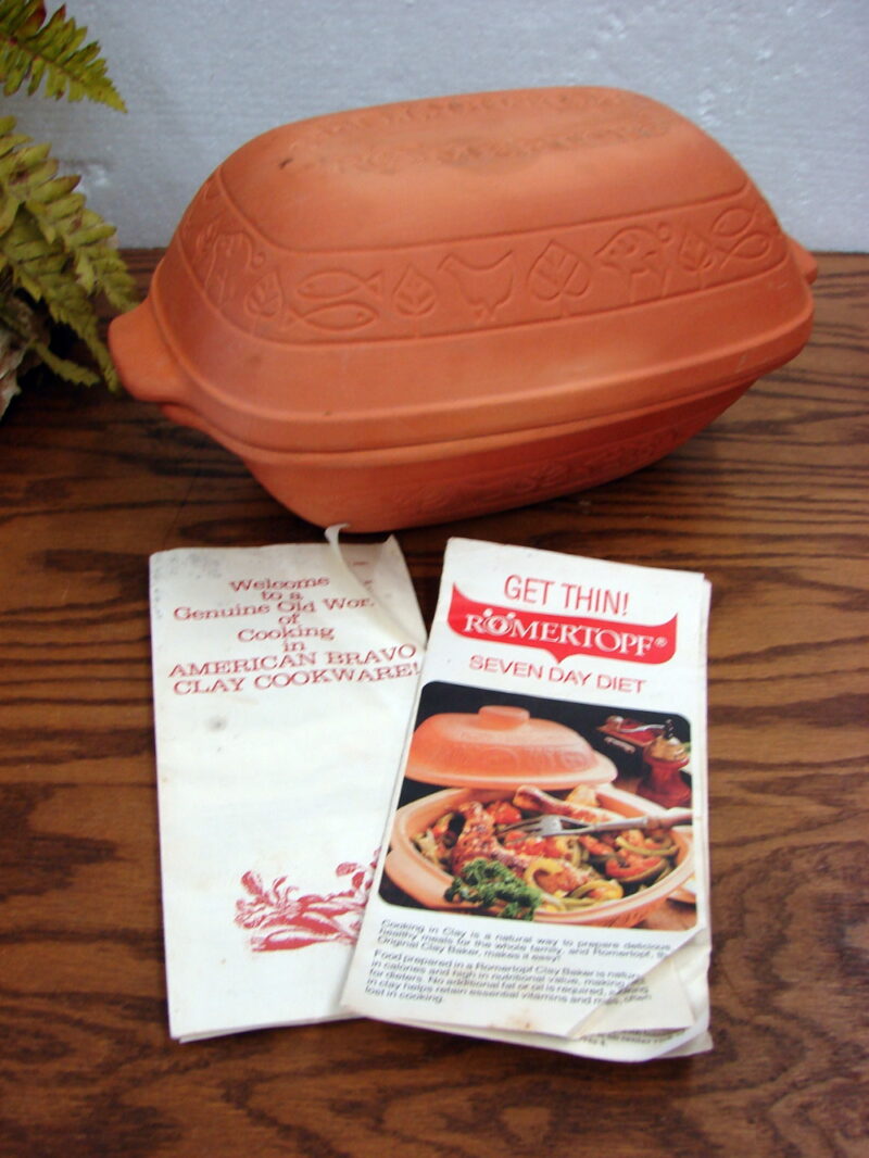 Vintage Romertopf Terra Cotta Clay Roaster Baker 110 West Germany, Moose-R-Us.Com Antiques Collectibles Log Cabin Decor