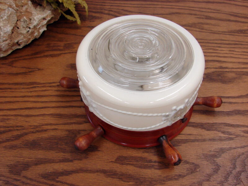 Vintage Milk Glass Nautical Ships Wheel Rope Flush Mount Ceiling Light Fixture, Moose-R-Us.Com Antiques Collectibles Log Cabin Decor