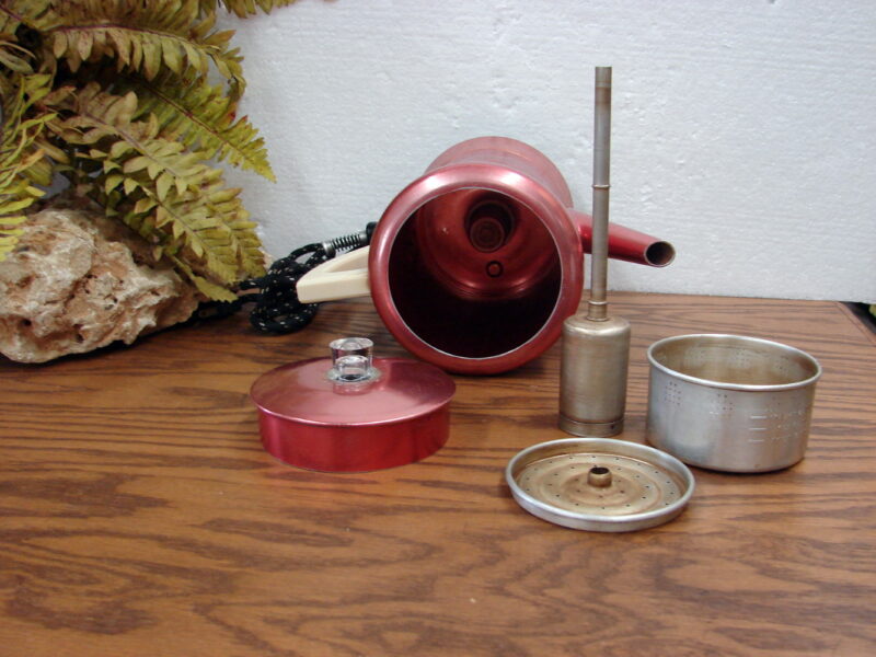 Vintage West Bend Flavo Matic Pink Anodized 8 Cup Electric Percolator, Moose-R-Us.Com Antiques Collectibles Log Cabin Decor