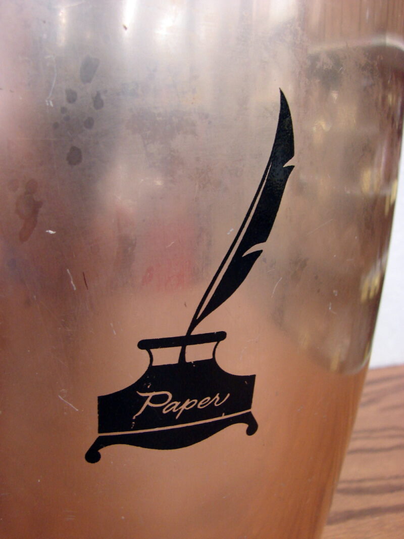 Vintage West Bend Paper Trash Can Rose Copper Tone Large, Moose-R-Us.Com Antiques Collectibles Log Cabin Decor