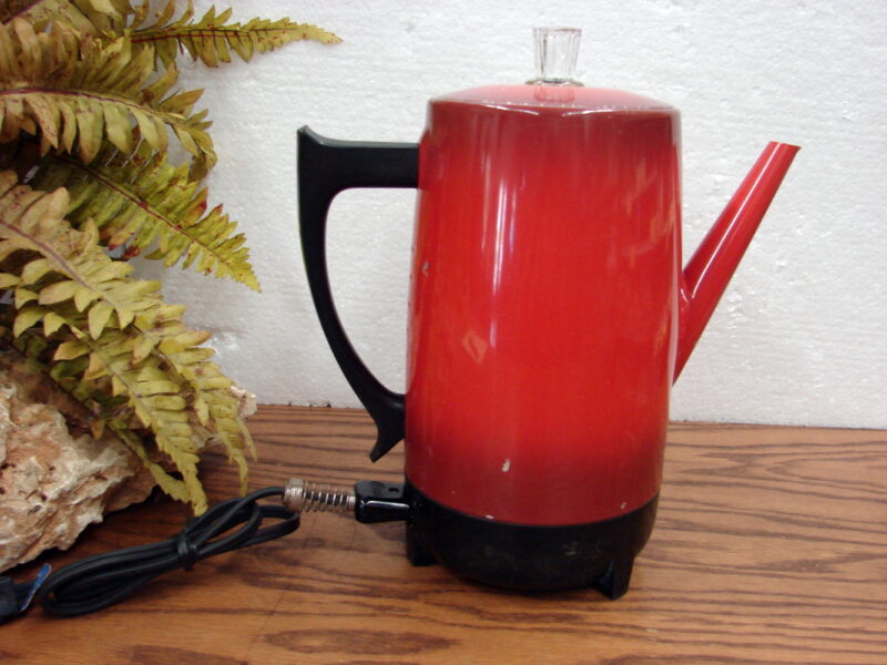 Vintage West Bend #9460 Red Fade 9 Cup Electric Percolator, Moose-R-Us.Com Antiques Collectibles Log Cabin Decor
