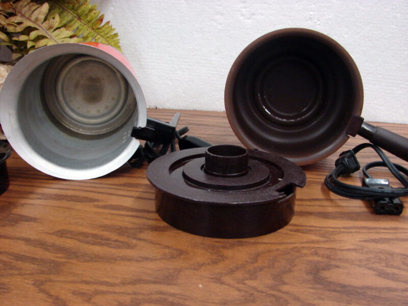 Vintage Pre-Owned West Bend Orange Hot Handy Pot Warming Pot and Red Hot Pot, Moose-R-Us.Com Antiques Collectibles Log Cabin Decor