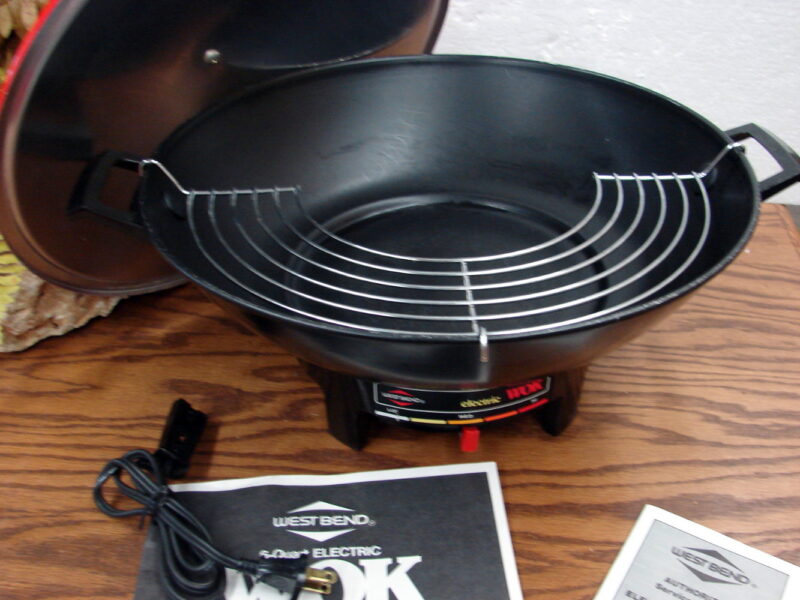 Vintage West Bend Non-Stick 6-Quart Electric Wok Skillet Grill Model #79525 Red, Moose-R-Us.Com Antiques Collectibles Log Cabin Decor