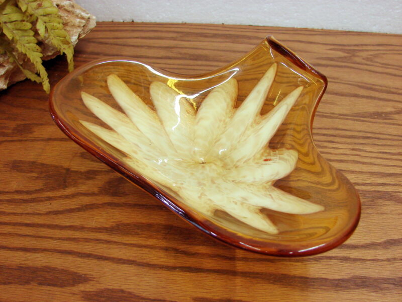 Vintage Murano Amber Star Fish Gold Fleck Free Form Bowl, Moose-R-Us.Com Antiques Collectibles Log Cabin Decor