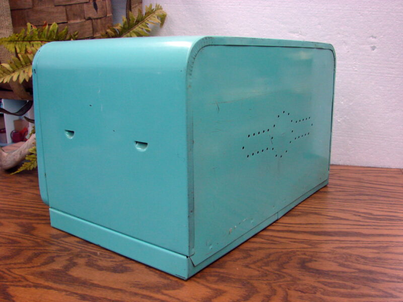 Vintage Blue Lincoln Beautyware Bread Box Wax Paper Foil Paper Towel Dispenser, Moose-R-Us.Com Antiques Collectibles Log Cabin Decor