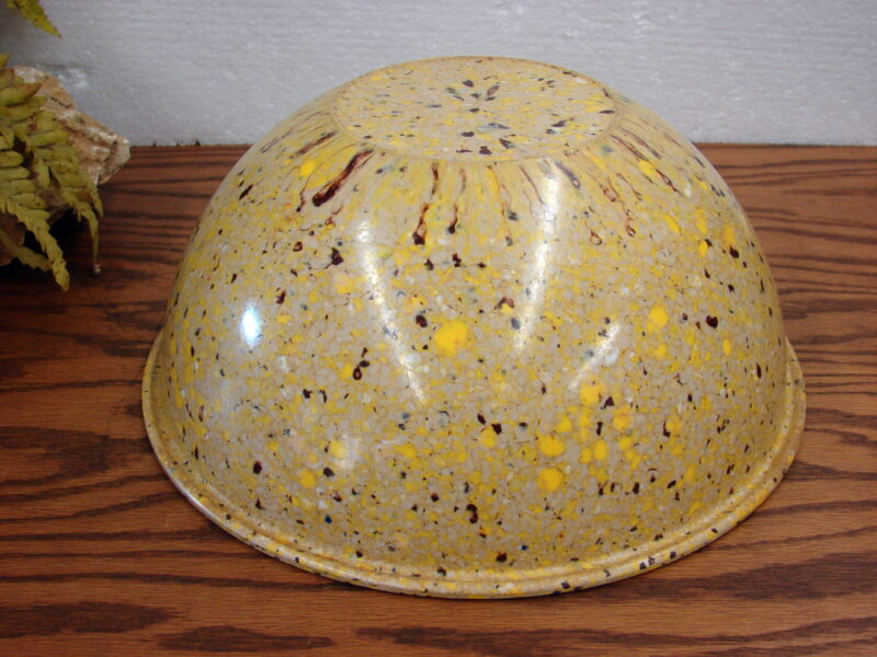 Vintage Brookpark Mustard Yellow Confetti 11 3/4&#8243; Melamine Melmac Large Mixing Bowl, Moose-R-Us.Com Antiques Collectibles Log Cabin Decor