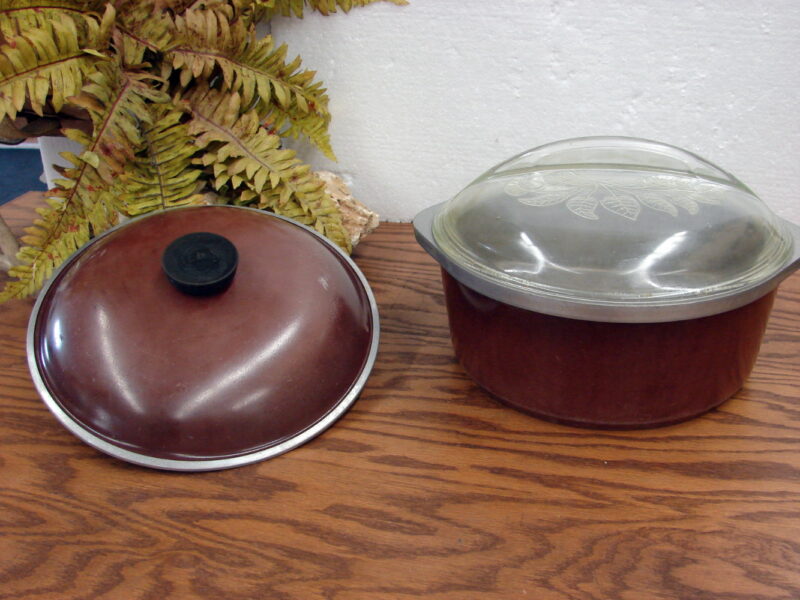 Vintage Club Aluminum Hammercraft Round Roaster Dutch Oven 2 Lids Floral Glass, Moose-R-Us.Com Antiques Collectibles Log Cabin Decor