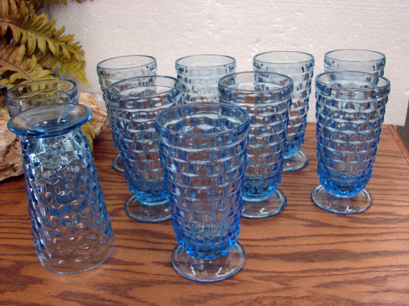 Set/10 Vintage Colony Whitehall Light Blue Ice Tea Straight Rim