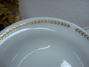 Set/2 Corning Opalware Gold Laurel Wreath Trimmed Serving Bowl