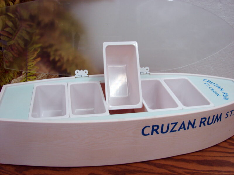 Bar Ware Cruzan Rum St Croix Boat Condiment Bar Drink Garnishes 5 Compartments w/ Lid, Moose-R-Us.Com Antiques Collectibles Log Cabin Decor