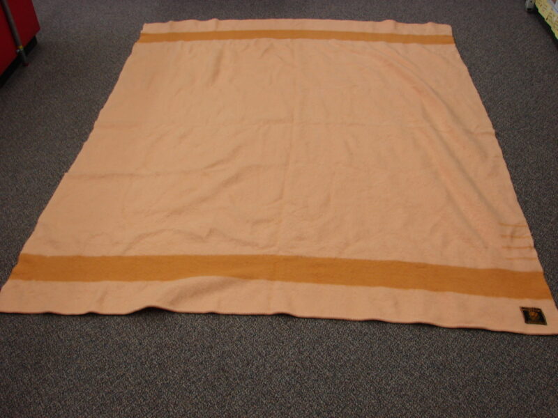Set/2 Matching Vintage Early&#8217;s Whitney England 4 Point Harvest Gold Stripe Wool Blanket, Moose-R-Us.Com Antiques Collectibles Log Cabin Decor