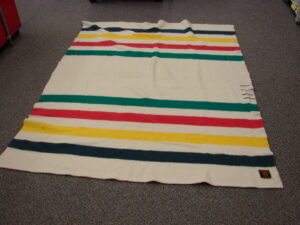 Vintage Hudson Bay Classic Stripe 6 point Wool Blanket 99 x 90&#8243;, Moose-R-Us.Com Antiques Collectibles Log Cabin Decor