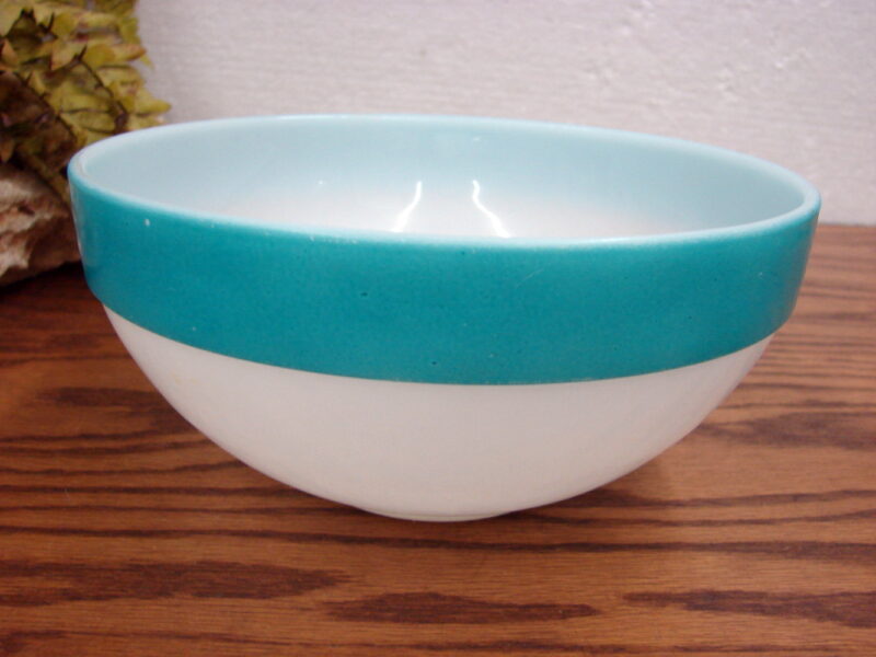 Vintage Fire King Turquoise Colonial Band Mixing Nesting Bowl 7 1/2&#8243;, Moose-R-Us.Com Antiques Collectibles Log Cabin Decor