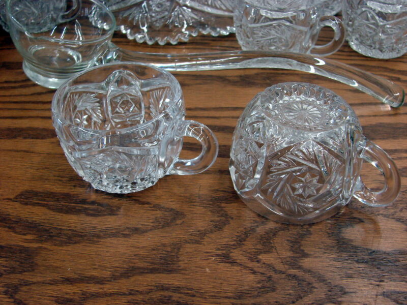 Gorgeous Vintage Imperial Glass Whirling Star Punch Bowl Pedestal Cups Glass Ladle, Moose-R-Us.Com Antiques Collectibles Log Cabin Decor