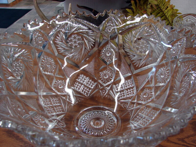 Gorgeous Vintage Imperial Glass Whirling Star Punch Bowl Pedestal Cups Glass Ladle, Moose-R-Us.Com Antiques Collectibles Log Cabin Decor