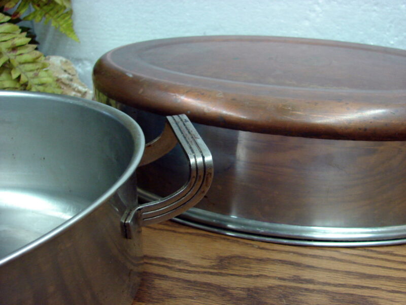 Vintage Art Deco Stainless Steel Copper Bottom Maid of Honor Large Oval Roaster, Moose-R-Us.Com Antiques Collectibles Log Cabin Decor