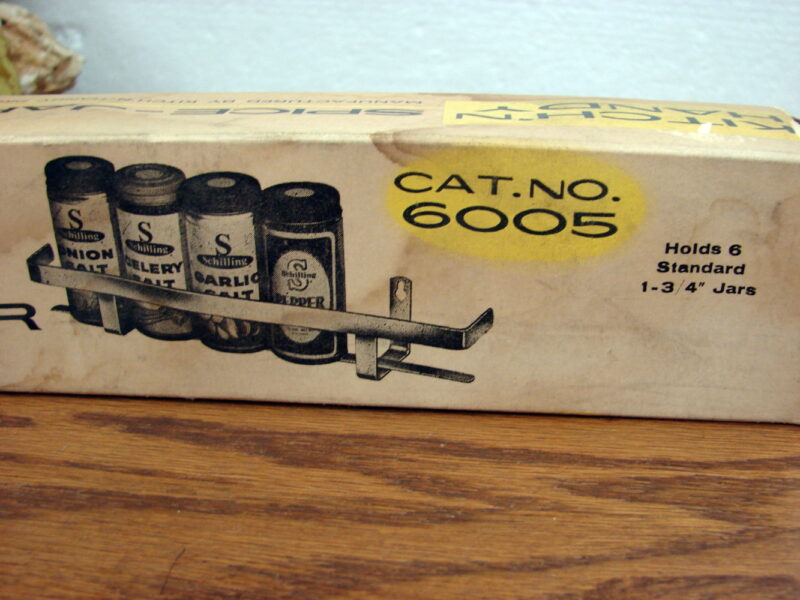 Vintage Retro Brand New Kitch&#8217;n Handy Metal Spice Jar Rack Original Box, Moose-R-Us.Com Antiques Collectibles Log Cabin Decor