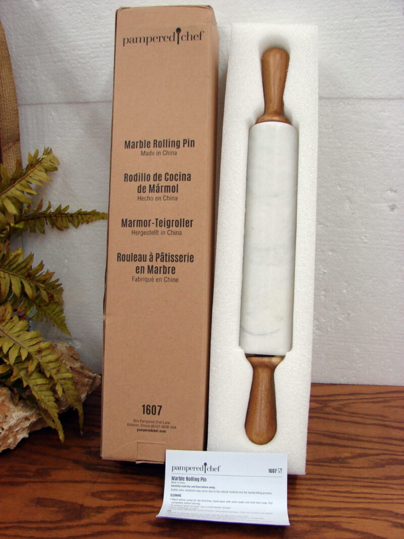 Like New Pampered Chef Marble Rolling Pin #1607 Full Size, Moose-R-Us.Com Antiques Collectibles Log Cabin Decor