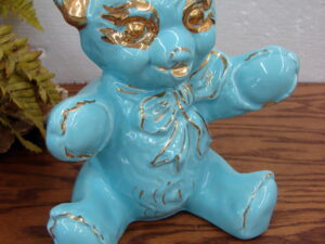 Vintage Gold Trimmed Pearl China Teddy Bear Bank