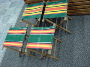Antique Wood Folding Slat Chairs Simmons Cottage Cabin Fold Up Wooden Chair, Moose-R-Us.Com Antiques Collectibles Log Cabin Decor